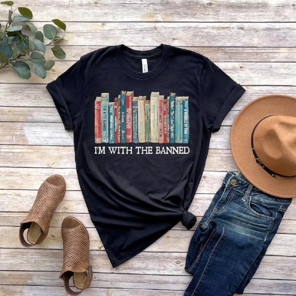 I'm With The Banned, Banned Books Shirt,Unisex Super Soft Premium Graphic TShirt