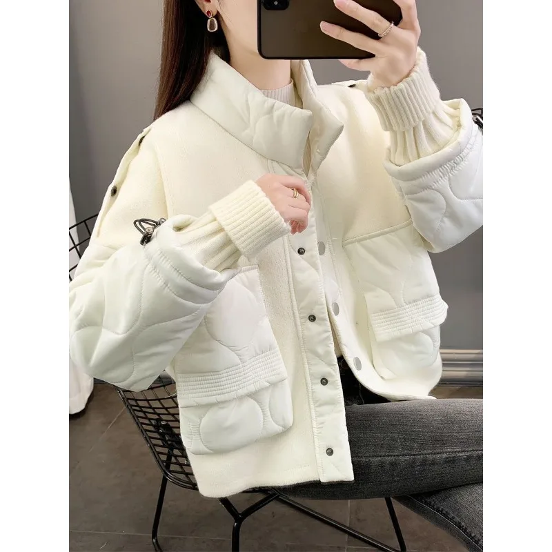 Large Size Sense of Design Cotton-padded Clothes Splice Female Thickening Type Short Style New Autumn and Winter Models Coat