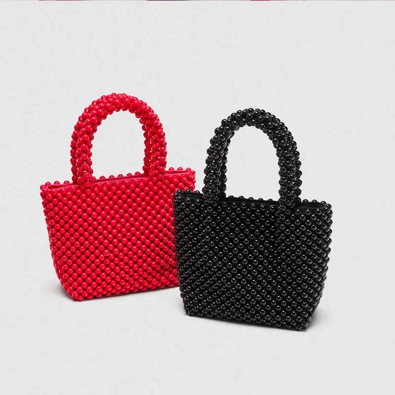 

Pure Color Imitation Pearl Beaded Bag Fashion Dinner Handbag Design Named Bag Wholesale Add Inner Bag Tote Bags for Women