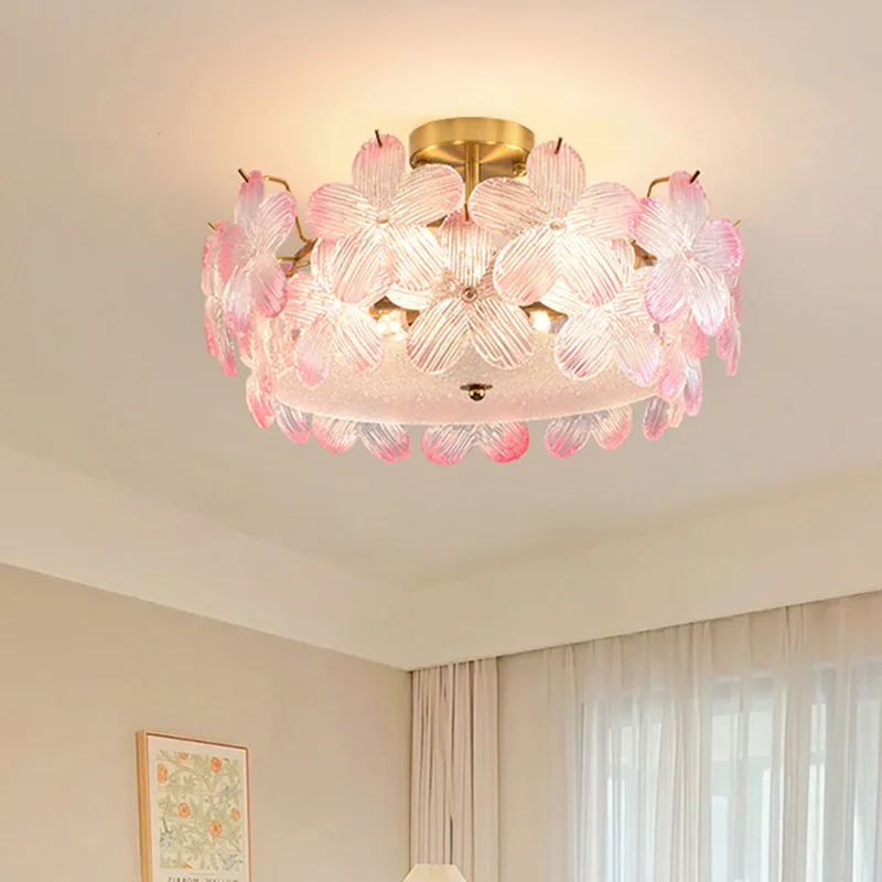 Modern Luxury Glass Flower Ceiling Light Rotundity LED Lamp Bedroom Living Room Restaurant Study Hotel Romantic Petal Luminaires