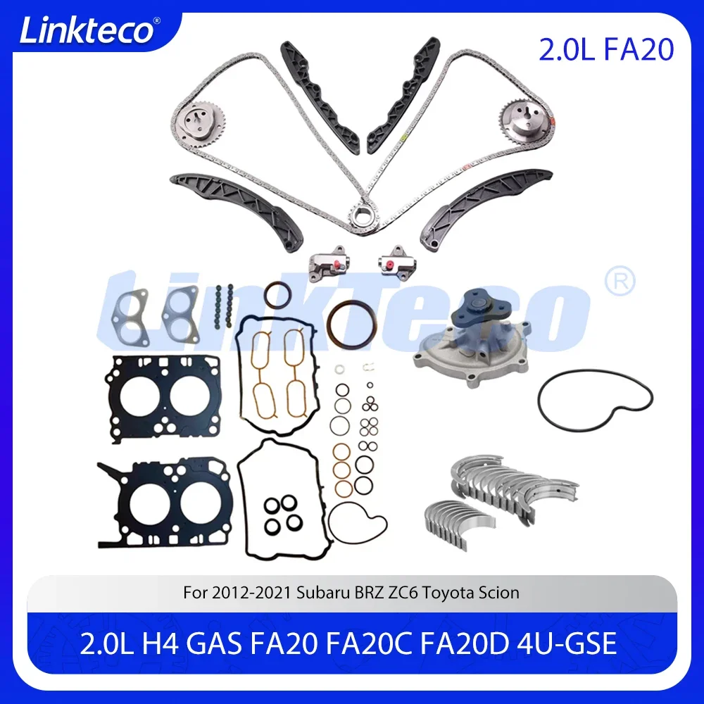 

Engine Rebuild Timing Chain Kit Cylinder Head Gasket Water Pump Bearings Set Fit 2.0 L H4 GAS FA20 For 12-21 Subaru Toyota 2.0L