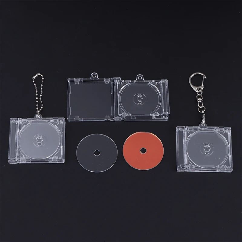 Mini Cd Keychain Album Cases Plastic Cd Cases Clear DVD Cover Bulk DVD Jewel Keyring Music Blank Mini Compact Disc Holder