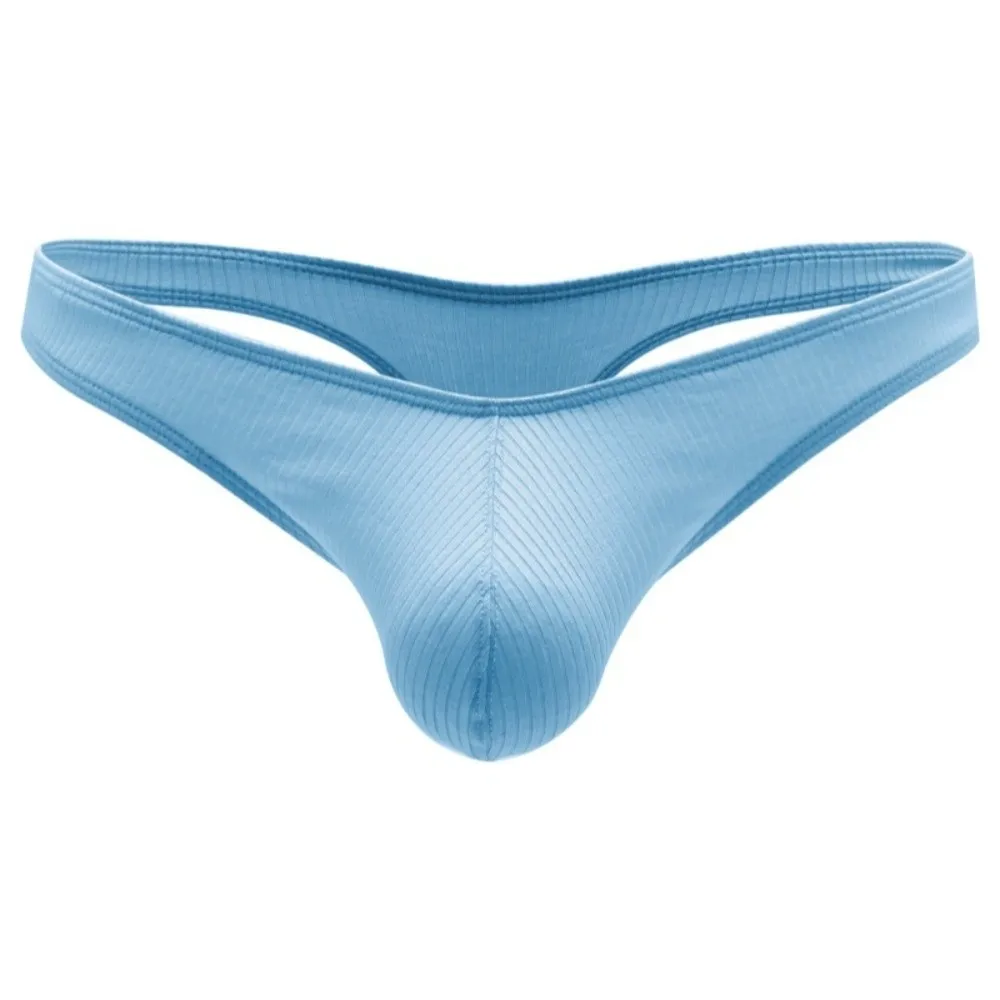Soft Low Waist Men Thongs Underpants Solid Color Men's Panties T-back Thread Pattern Male Briefs Summer