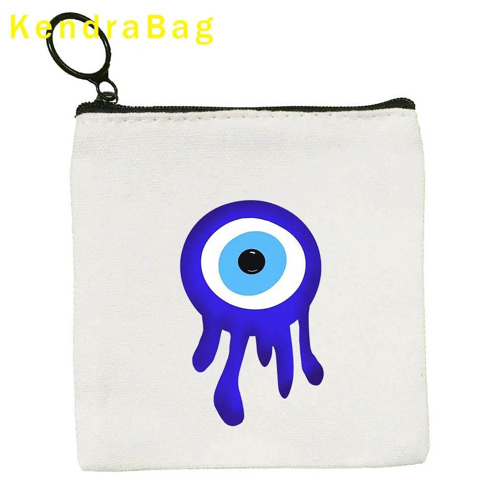 Turkish Mati Blue Evil Eye Protection Mandala Flower Masallah Nazar Canvas Coin Purse Key Case Storage Bags Wallet Zipper Pouch