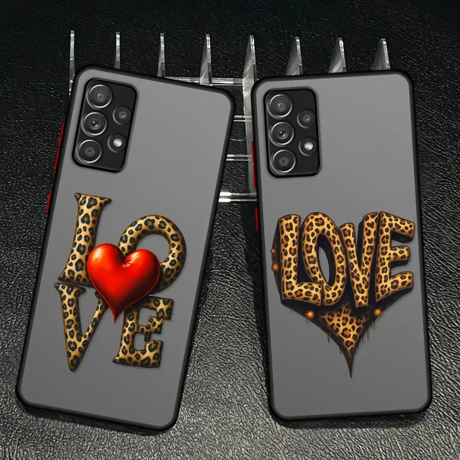 Phone Cover Case for Samsung Galaxy A34 A36 A73 A33 A35 A53 A14 A23 A17 A52 A54 A52S A72 A56 A55 A16 A15 Leopard-print Letters