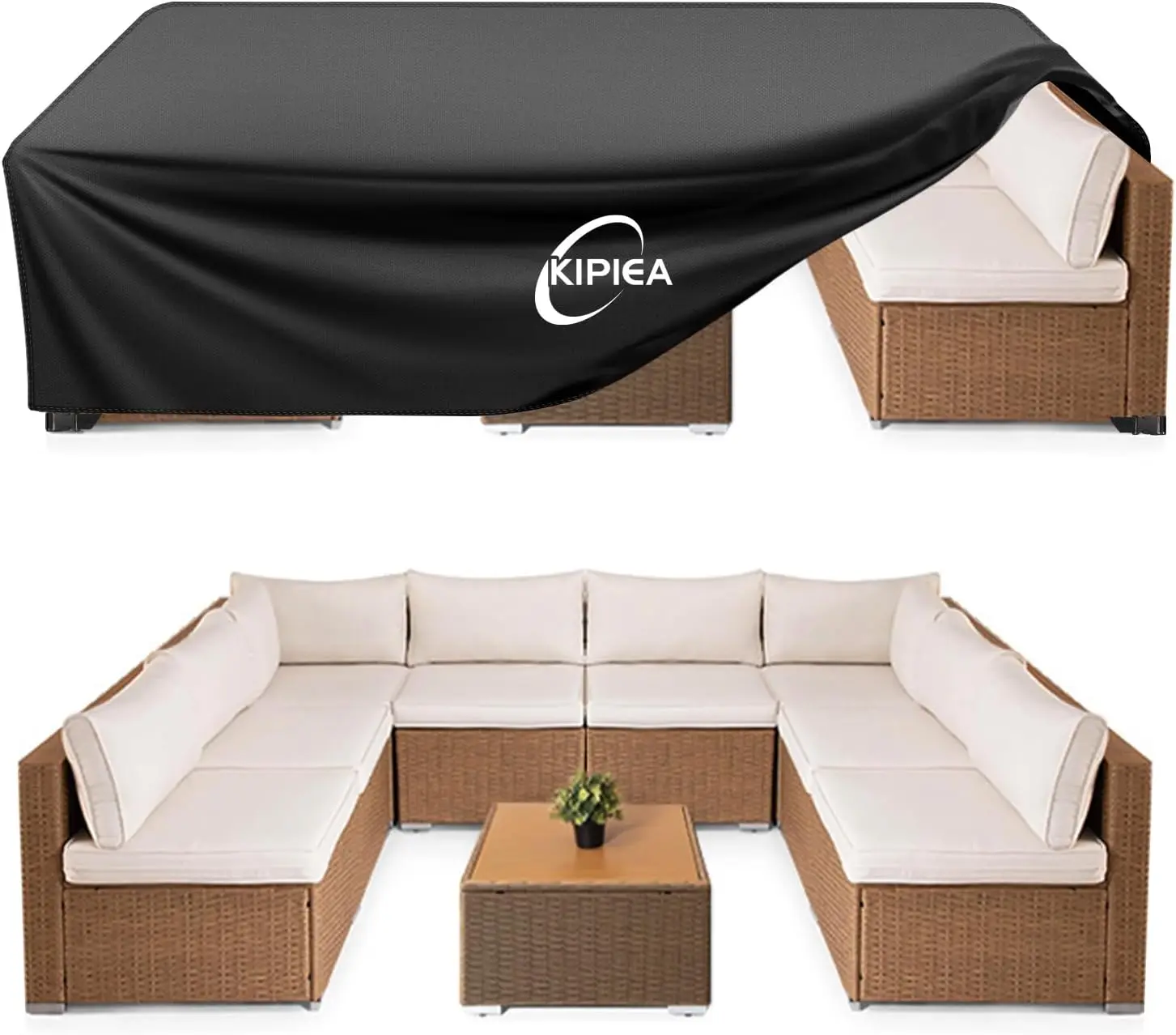 

Patio Furniture Covers Waterproof Heavy Duty 420D Oxford, 126x126x32 inch Windproof UV Resistant