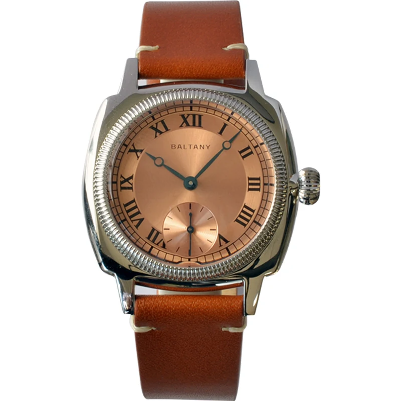 Baltany S4037 Mens Pilot Watches 36mm Square Watch Fashion Quartz Wristwatch Sapphire 10ATM Waterproof VD78 Small Second Dial