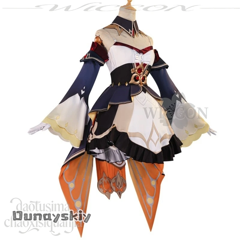 Am C S @ ماريونيت ساندرون تأثيري أنيمي لعبة جينشين تأثير زي الكلاسيكية لوليتا خارج الكتف فستان ريترو الباروكات هالوين #6