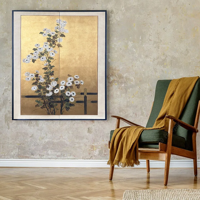 

Living room hanging screen retro screen entrance porch hand-painted decorative lacquer painting old folding partition home