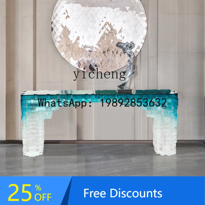 AA simple modern entrance entrance desk against the wall long table acrylic living room desk table