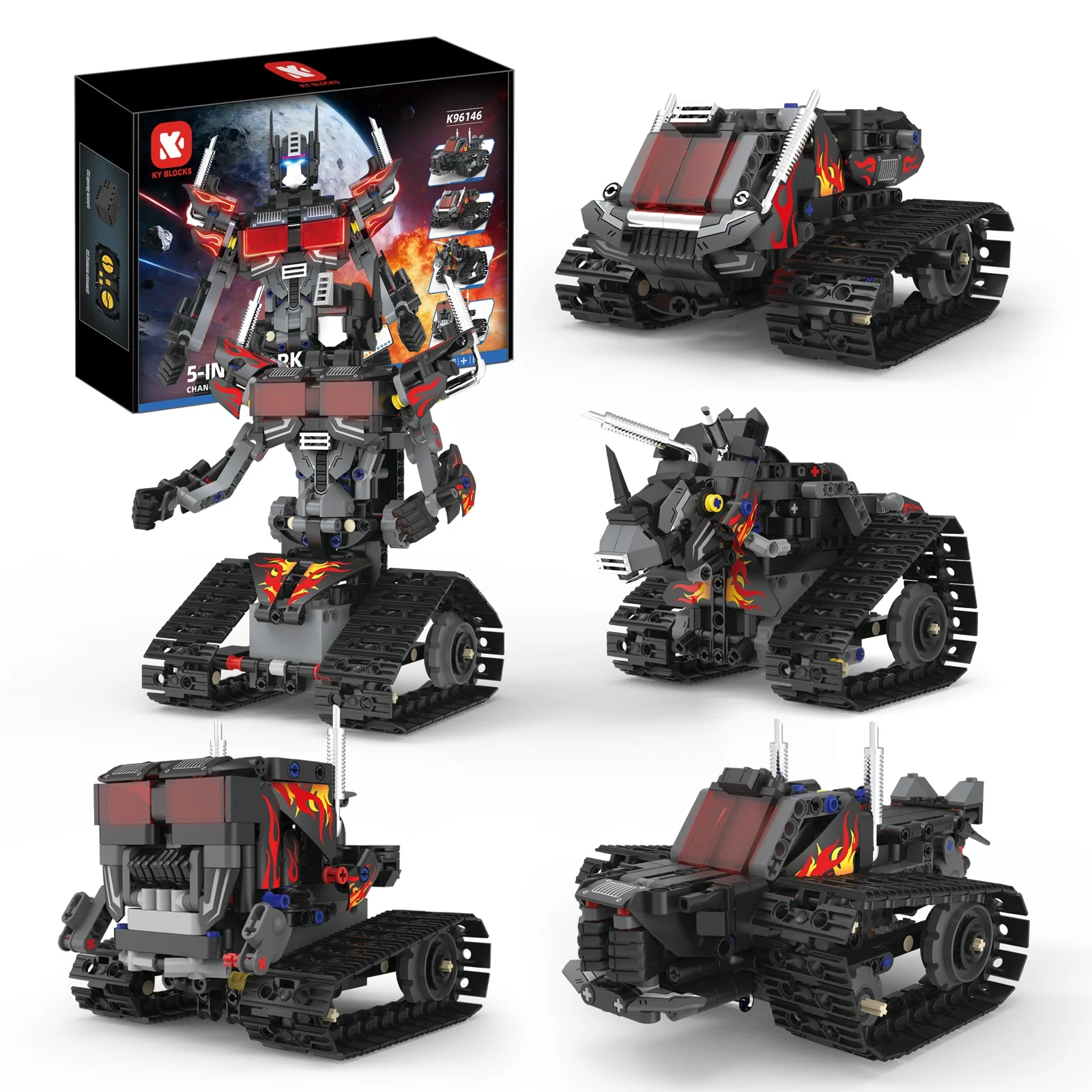 

Transforming Robot Building Blocks 5 freely transformable forms controlled by remote control and app Kid's programming toy gifts
