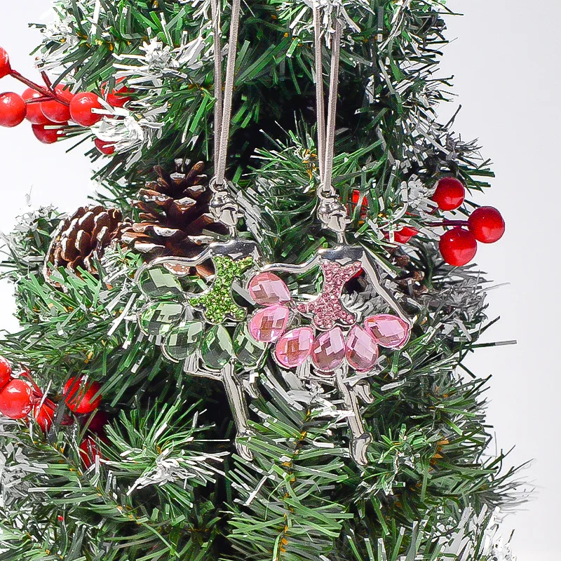

Christmas Tree Small Pendant Ring Creative Pendant Water Diamond Metal Christmas Shop Window Decoration Zinc Alloy Pendant
