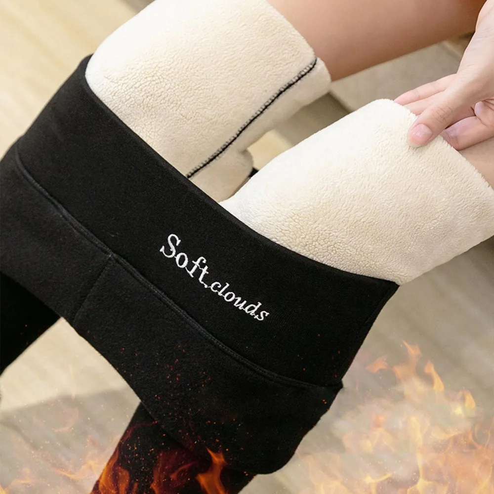 Herfst dikkere fleece gevoerde legging Zachte warme winterlegging Flexibele elasticiteit Thermische legging Damesmeisje