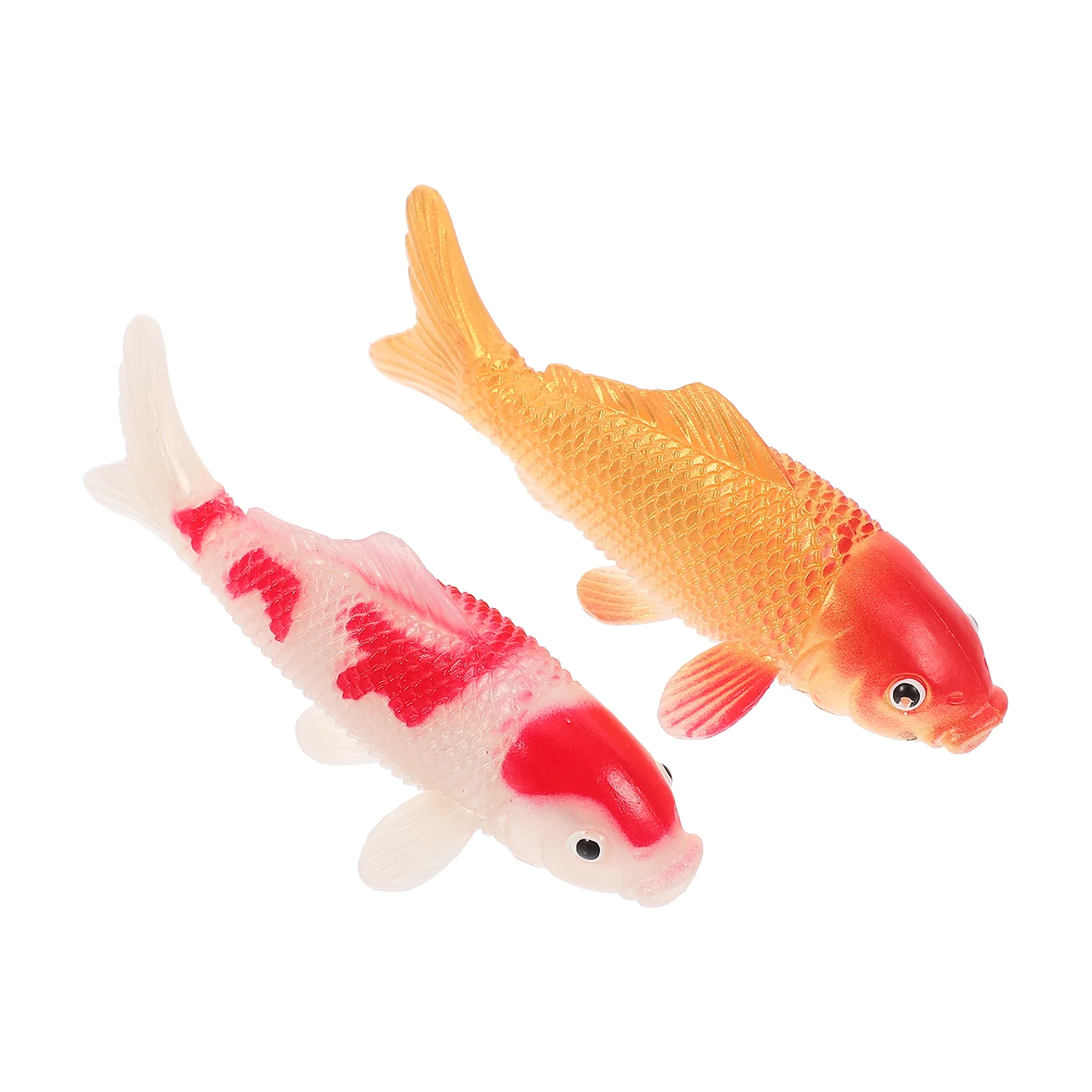 

2 Pcs Koi Goldfish Model Statue Tank Carp Miniature for Crafts Fake Pvc Tiny Floating Aquarium Figurines