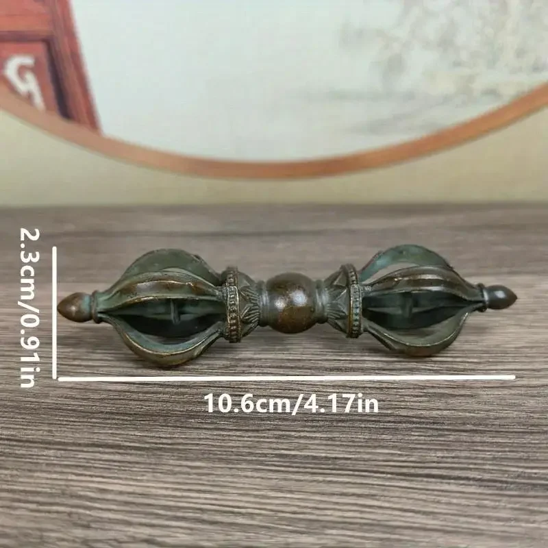 1 Stück Tibetischer Fünfsträngiger Dorje Vajra Bronzefarbener Antik-Look Stößel Religiöse Heimdekoration Geschnitzte Statue Buddhistische Kunstdekoration – Detail 3