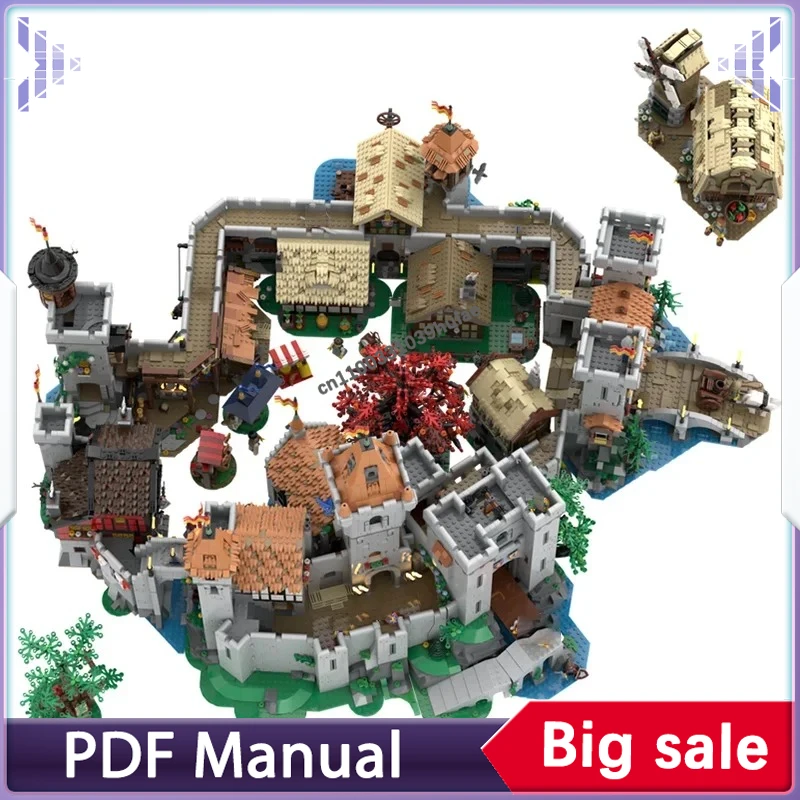 Alternate Build Medieval Castle MOC Blocks, Complete Vintage Stronghold Model Suitable for Town Landscape Building and Showcase