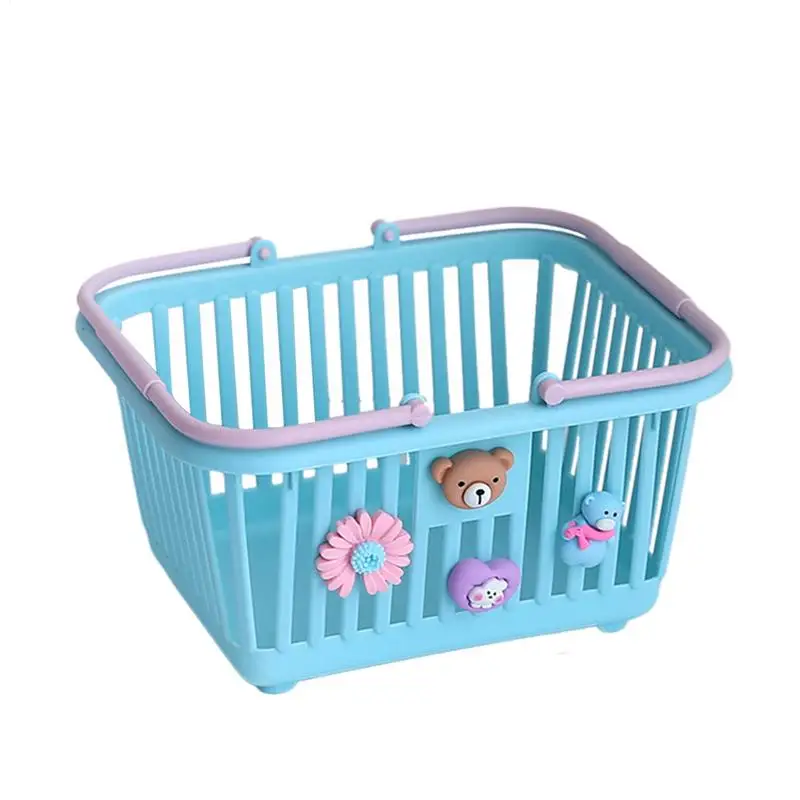 Children Play Small Basket Children Pretend Play Basket With Handles Boys Girls Shopping Grocery Basket Play Toy With 4