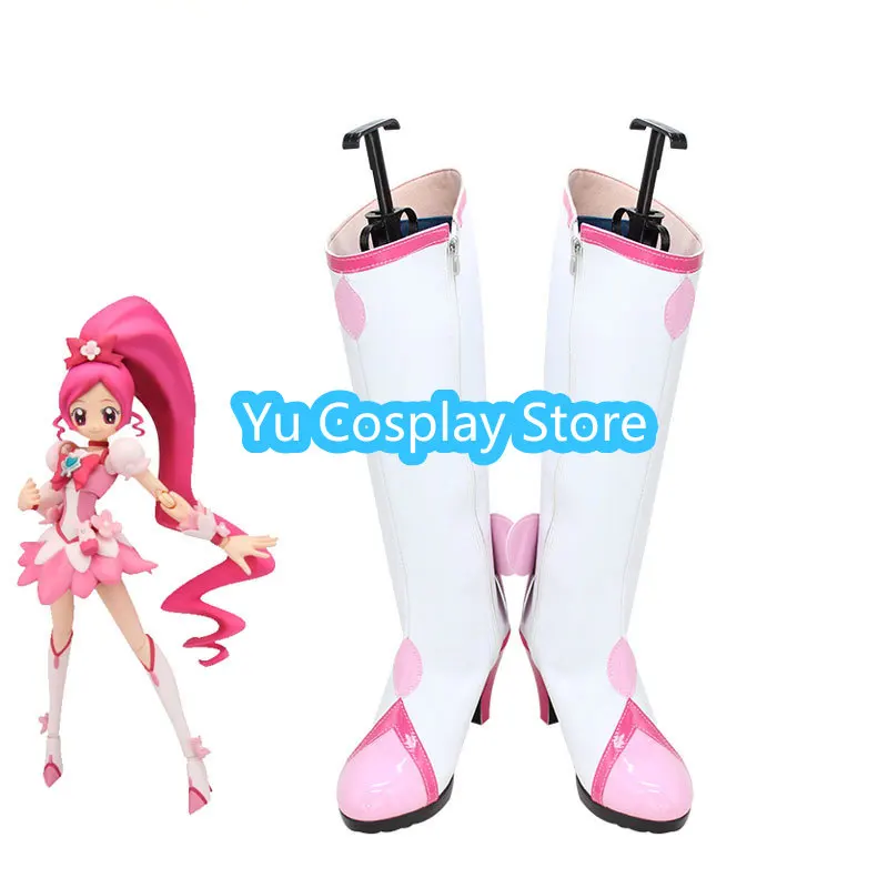 Chaussures de Cosplay KiraKira Cure Blossom, Bottes de Carnaval d'Halloween, Accessoires de Cosplay, Chaussures en PU sur Mesure