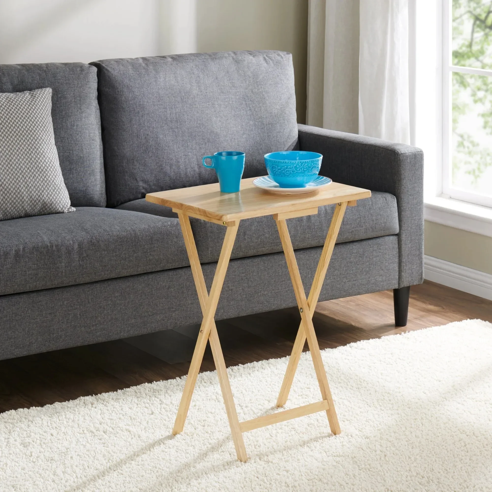 

Современный набор складных столов для дома из 2 шт., натуральный, массив каучука, 19 x 14,5 x 26 дюймов