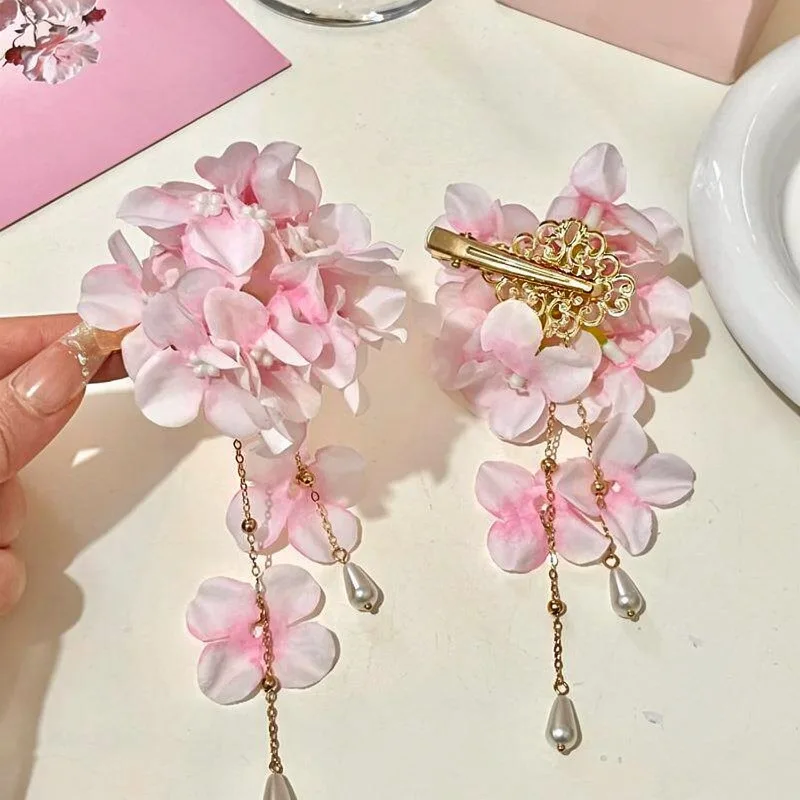 

Заколки для волос Kaitin Spring Summer Sweet с цветочными элементами, кисточками и жемчугом для женщин, модные, элегантные, высококачественные аксессуары для волос.