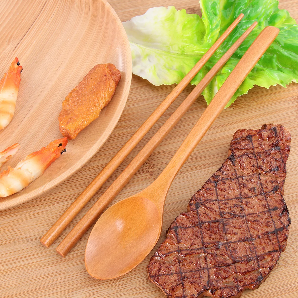1 مجموعة عود قاعدة الملاعق مجموعة أدوات المائدة الخشبية الخشب الطبيعي اليدوية النمط الياباني خفيفة الوزن صديقة للبيئة لمطعم المنزل