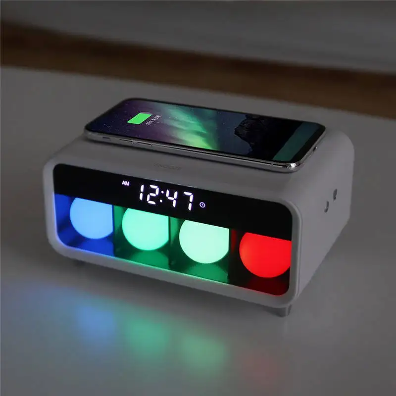 New features mobile phone wireless charging  table lamp bedside lamp bedroom online celebrity alarm clock induction nightligh