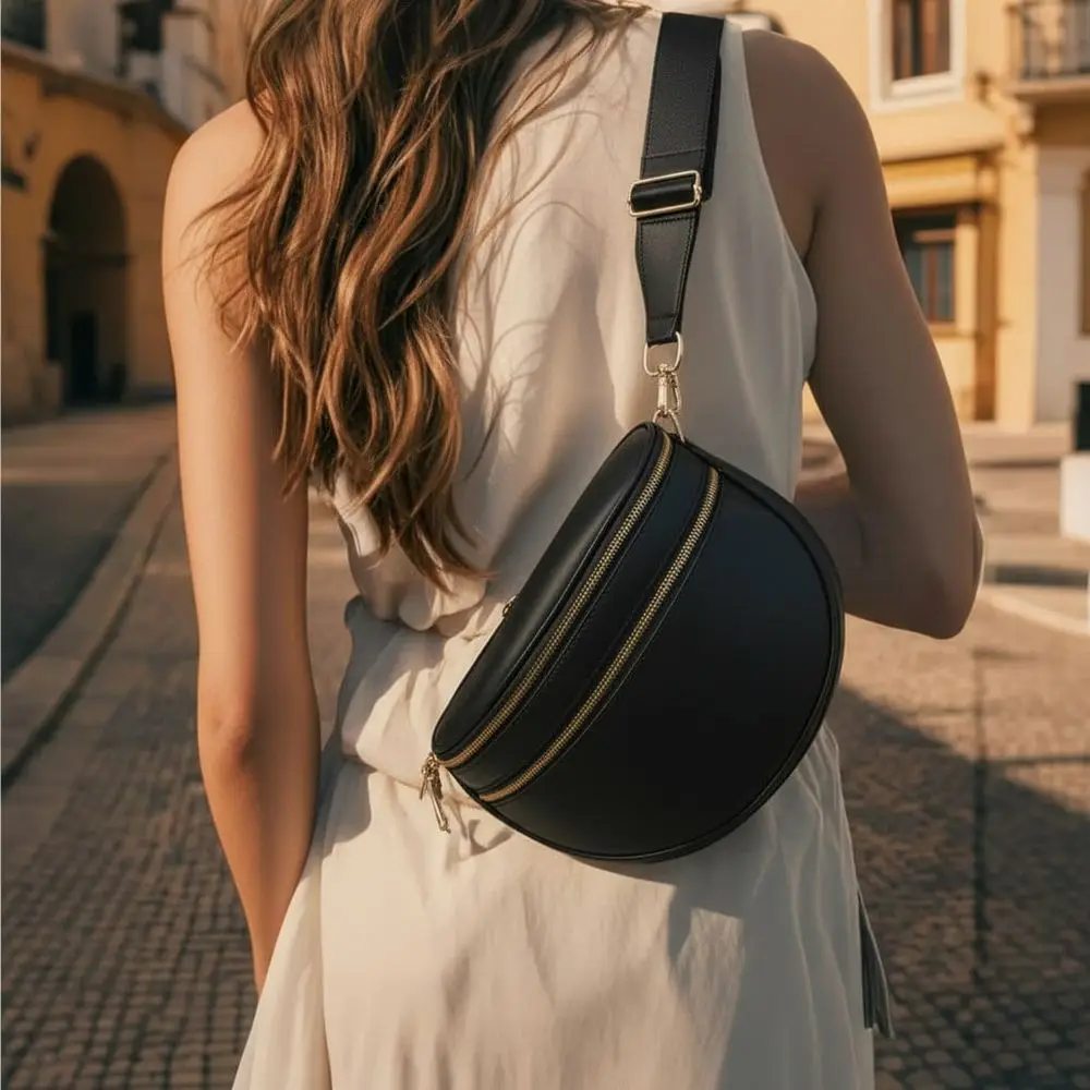 

Double Zip Crossbody Bag Roomy Compartments For Daily Must Haves, Perfect For Commutes, Outings Errands