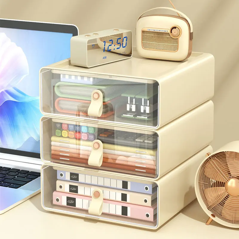 Multifunctional Transparent Desktop Storage Box Fashion High Appearance Level Book Cosmetics Sorting Drawer Storage