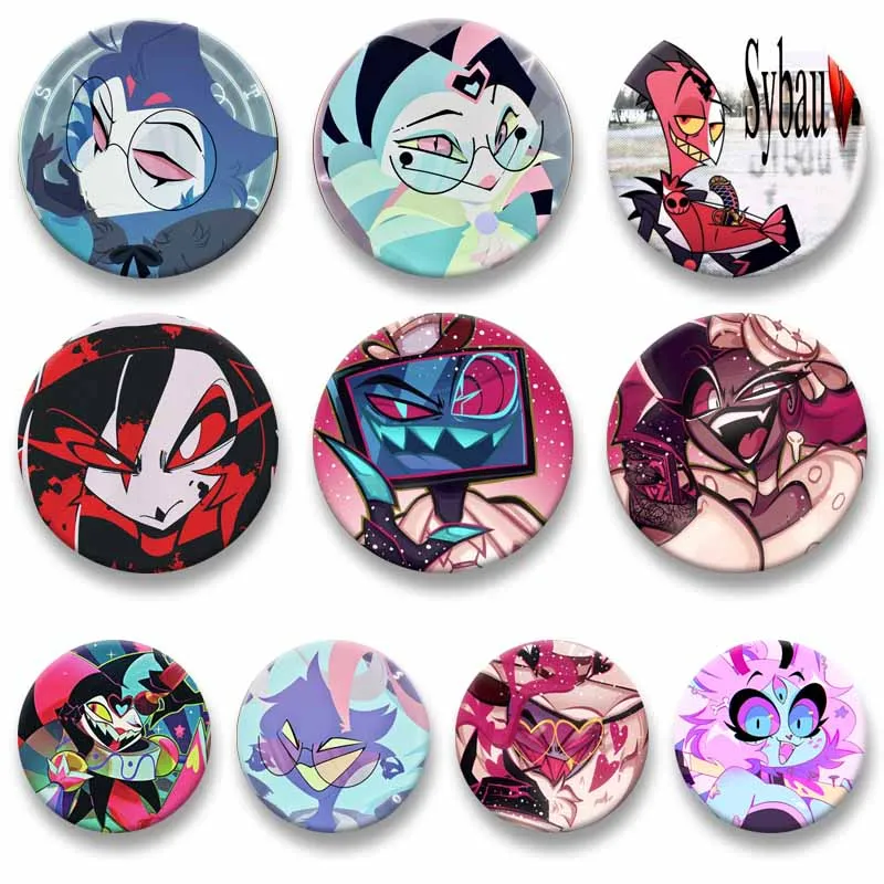 

Cartoon Character Husk Alastor Adam Button Pin Anime Helluva Boss Series Brooch Bag Shoes Decor Badge Accessories Collect Gifts