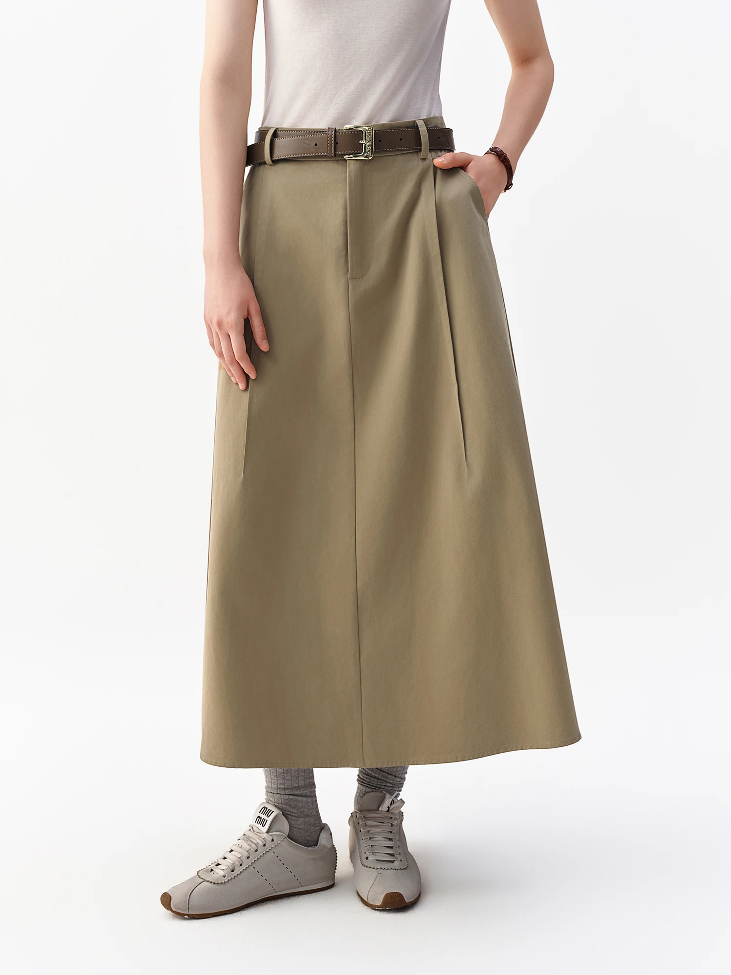 DUSHU 2026 Fall Women's High Waist A-Line Midi Skirt, Slimming Flared Trousers Skirt for Versatile Office & Everyday Chic Skirt