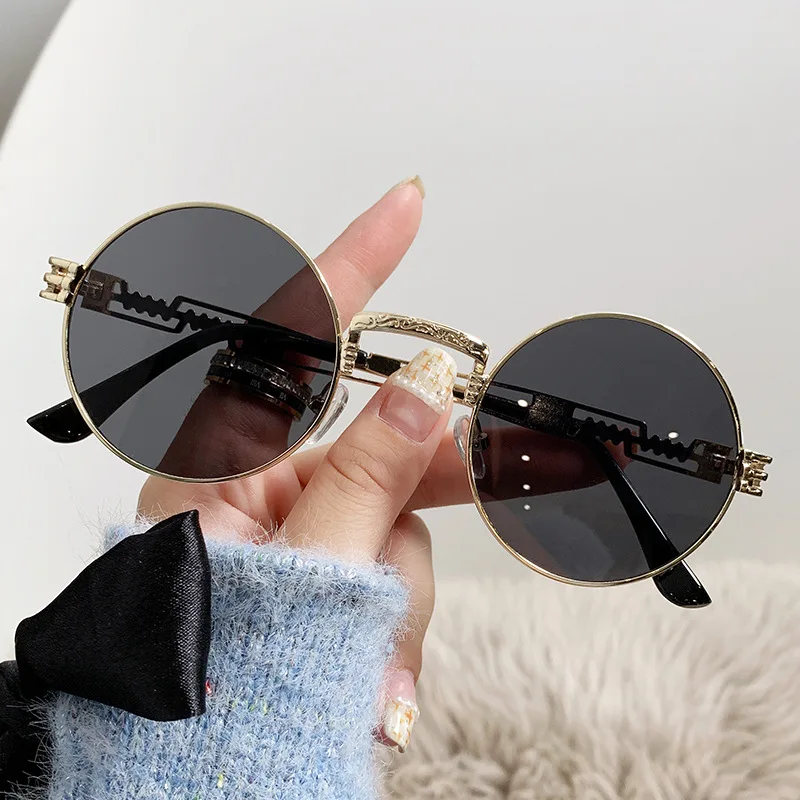 Vintage Round Sunglasses Men Fashion Double Bridge Multicolor Shades Women Retro Trendy Brand Luxury Design Sun Glasses