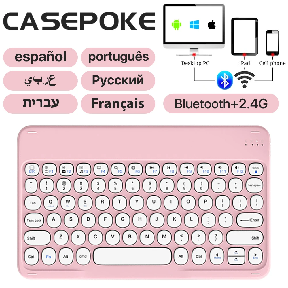 CASEPOKE 무선 블루투스 라운드 키 사일런트 키보드, 삼성, 샤오미, 구글, 화웨이, 아이패드, 모바일 키보드 및 마우스에 적합