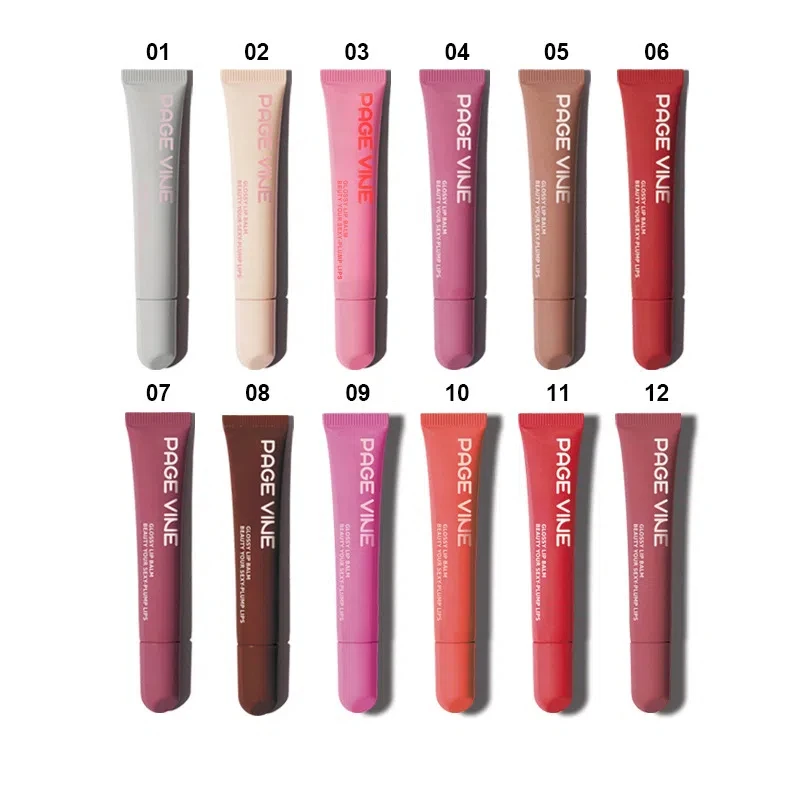 PAGE VINE Peptide Lipgloss, flüssig, wässrig, glänzend, Gelee-Tönung, Lippenfleck, feuchtigkeitsspendender, feuchtigkeitsspendender Lippenbalsam, sexy, prallere Lippen, Make-up