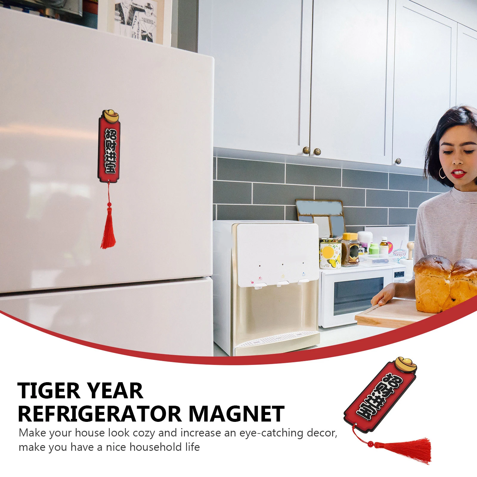 

Adorable Tiger Year Fridge Magnet Set Creative Chinese Style Refrigerator Decor for Holiday Spring Festival Decoration