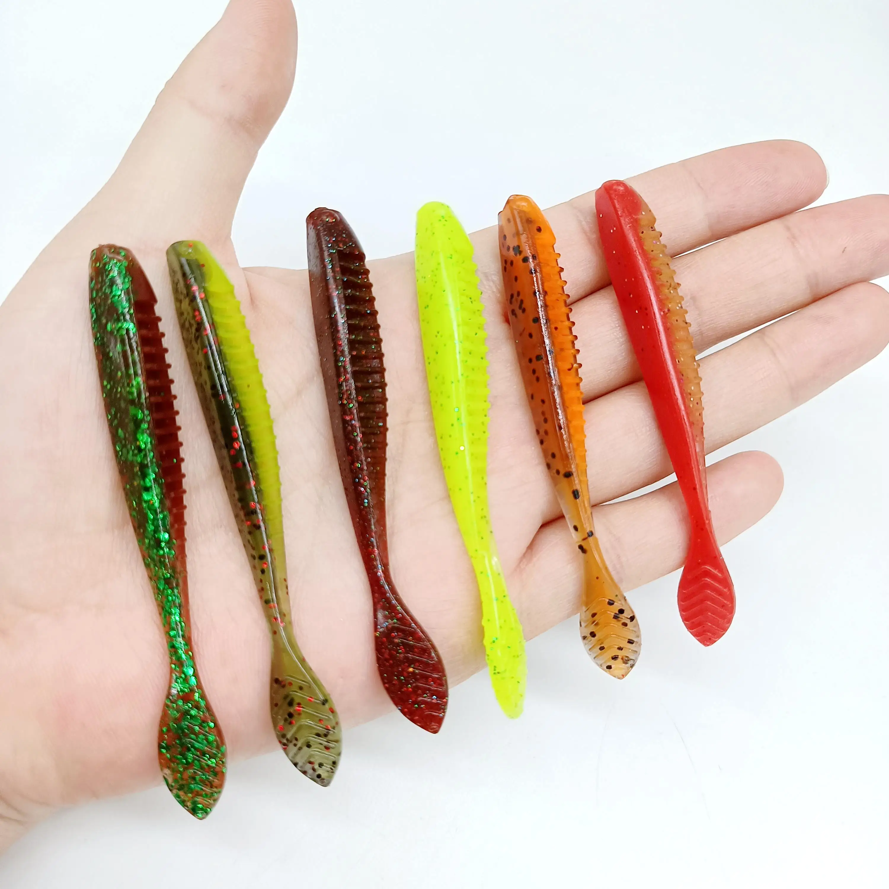 DUODUOYU 6PCS TPE 플로팅 낚시 소프트 루어 2.3g/85mm Wobblers Swimbait 실리콘 미끼베이스 퍼치 루어 인공 미끼 태클