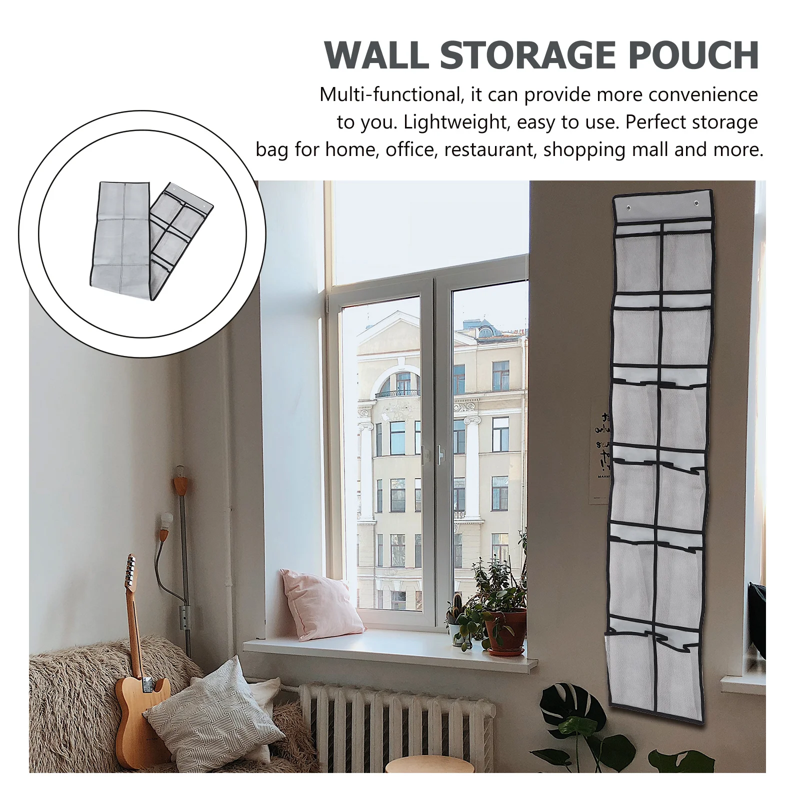 

Creative Door Back Hanging Bag Wall Storage Pouch Nail Free Multi Grid Sundries Organizer Household Nonwoven Fabric Home