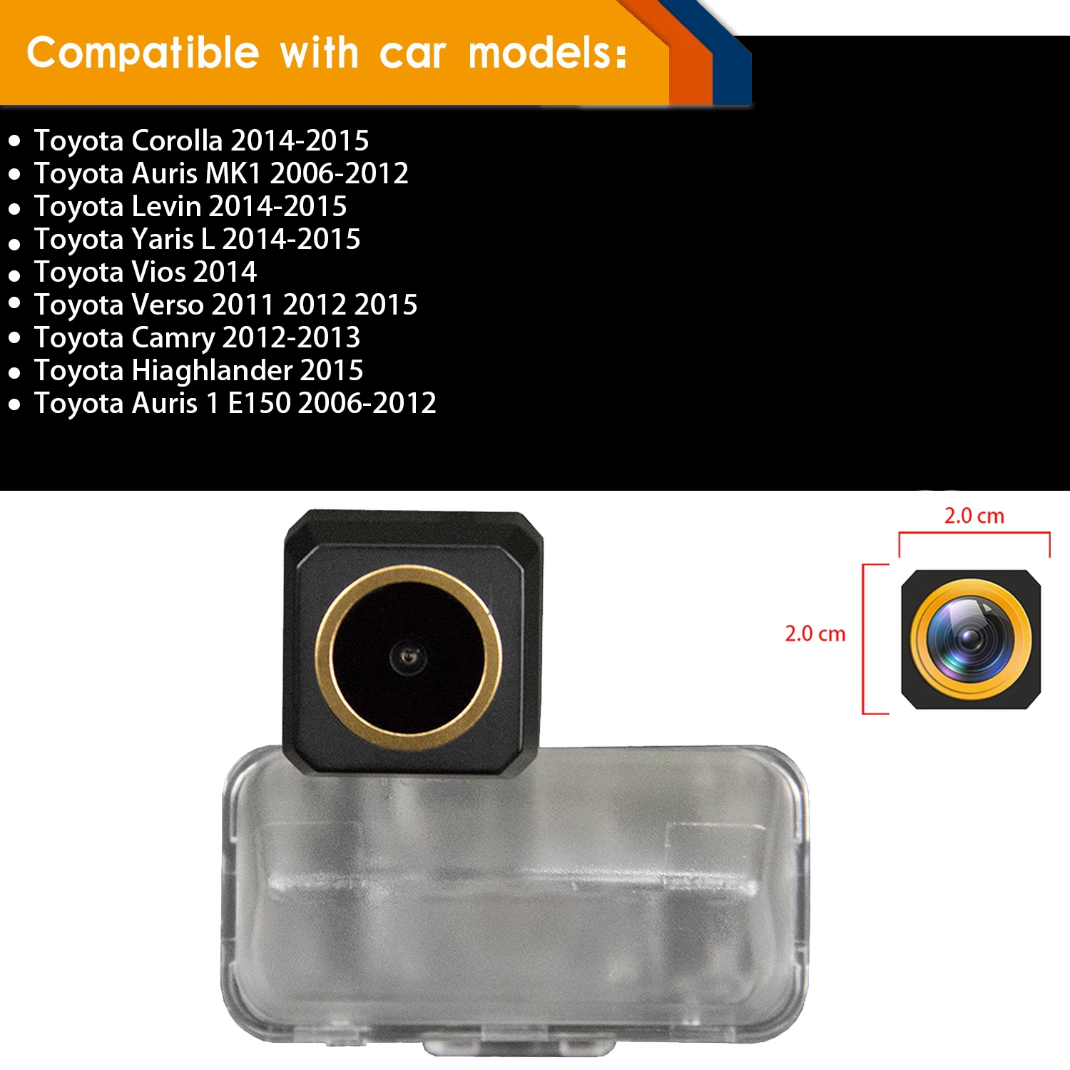 HD 1280x720p Rear View Backup Night Vision Camera for Toyota Auris 1 E150, Mk1 2006-2012,YARiS L 2014 2015,Camry 2012 2013