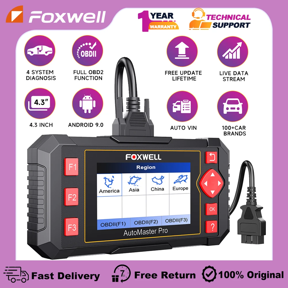 FOXWELL NT604 Elite OBD2 Automotive Auto Scanner Diagnostic Tool ABS SRS Transmission Engine Code Reader OBDII Car Scan Tester