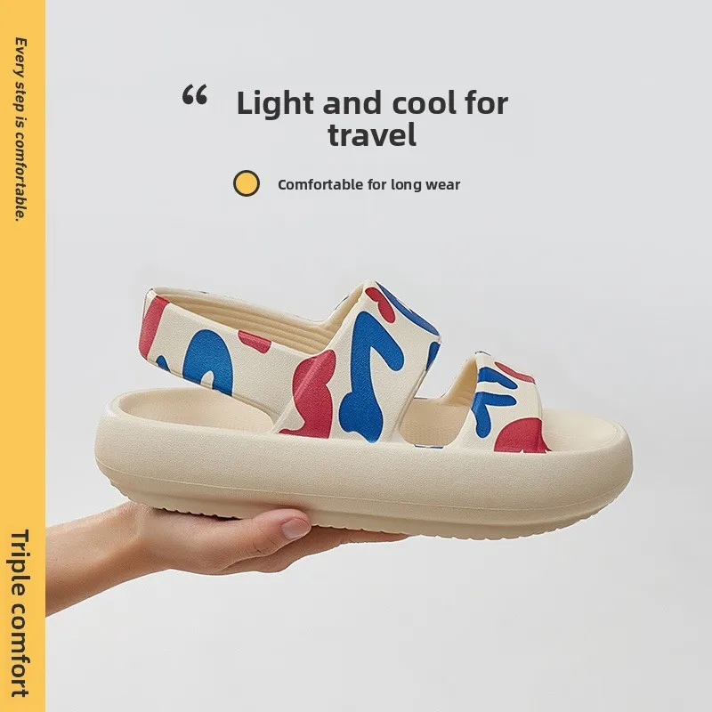 

Летние новые тапочки с принтом Faion ex Уличные мягкие тапочки Женские Sle Мужские Sle Footprint Design Домашняя удобная ...