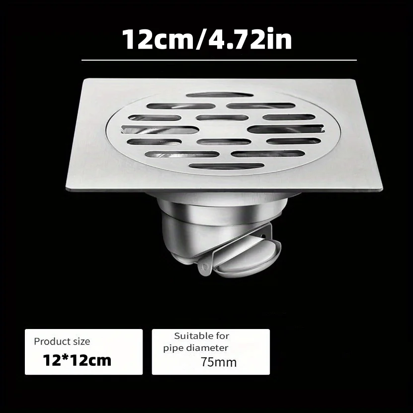 1-Piece Universal Stainless Steel Floor Drain, Anti-Odor Bathroom Washing Machine Drain, Deep Brushed Engineering-Grade Floor Drain, Suitable for Bathrooms, a Must-Have Practical Floor Drain for Home Use