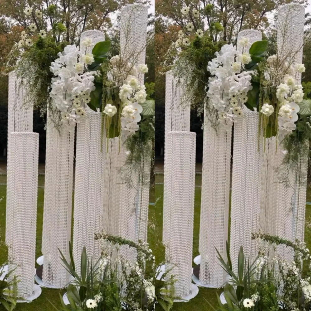 4pcs 200 tall Wrought iron pearl pillars and cylinders  background ornaments  hotel wedding flower arch  backdrop  hall banquet