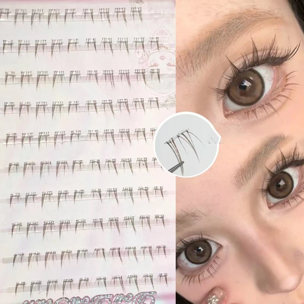 

10 Rows Caramel Color Lower Eyelashes Natural Segmented False Eyelash Glue-free Rabbit Series Light Makeup Lashes 2025 New