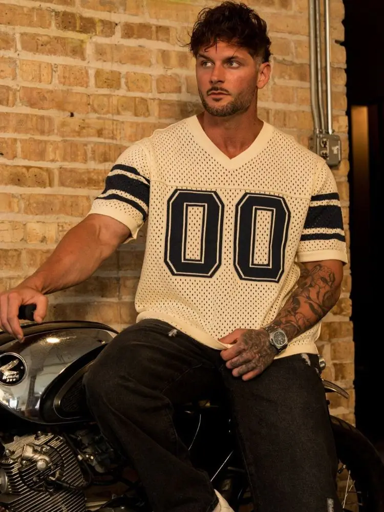

Summer new YA Trendy Brand Super Large T-shirt Men Quick drying Leisure fitness Breathable Large Mesh Printed Short Sleeve Top