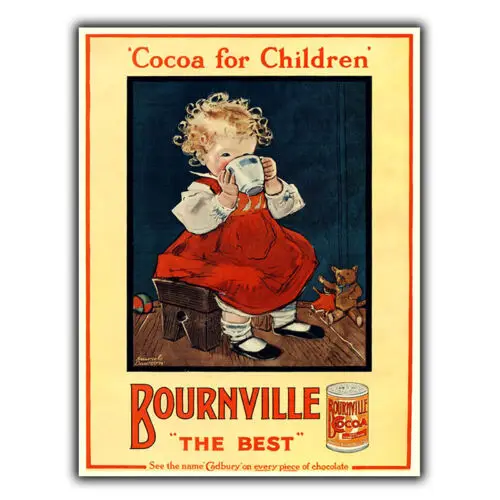 CADBURYS BOURNVILLE Placa Metálica Decorativa de Pared con Diseño de Chocolate y Cacao, para Cocina, de Aluminio
