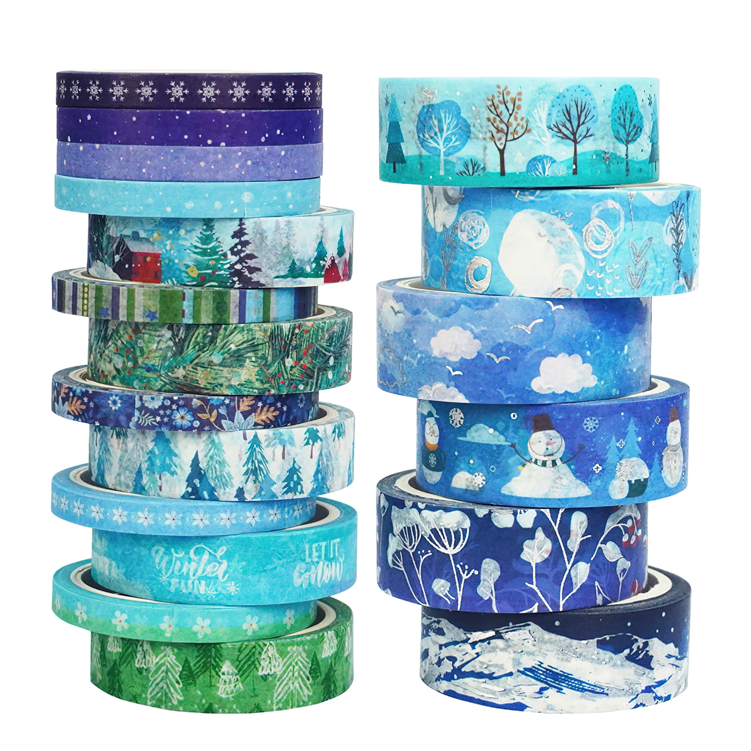 

19pcs Winter Washi Tapes Set 15mm*5m Forest Snow Gift Paper Adhesive Masking Tape Decoration Stickers F7499