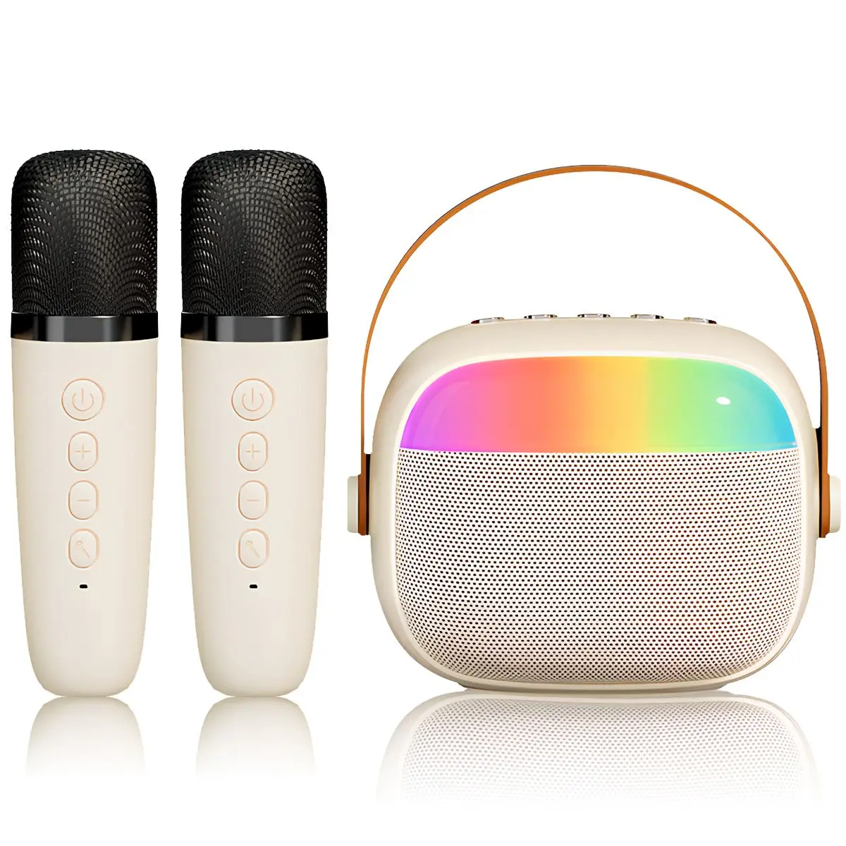 Microphone Set Kids Karaoke Machine Portable Speaker Mini Toddler LED Light Sound Effects Household Audio Video