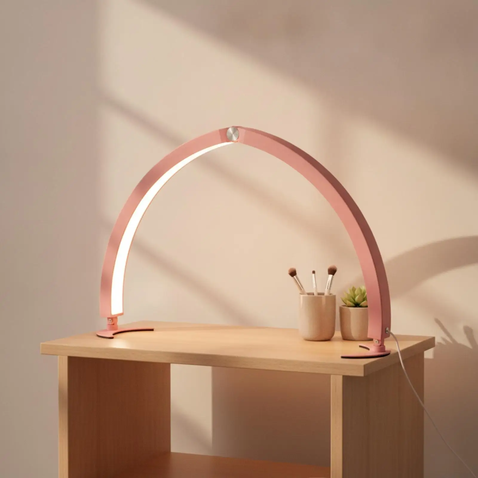 Half Moons Nail Light with Curved Base Arch Half Cosmetic Work Lamp Arch-Shaped Lamp for Lash Artists, Estheticians