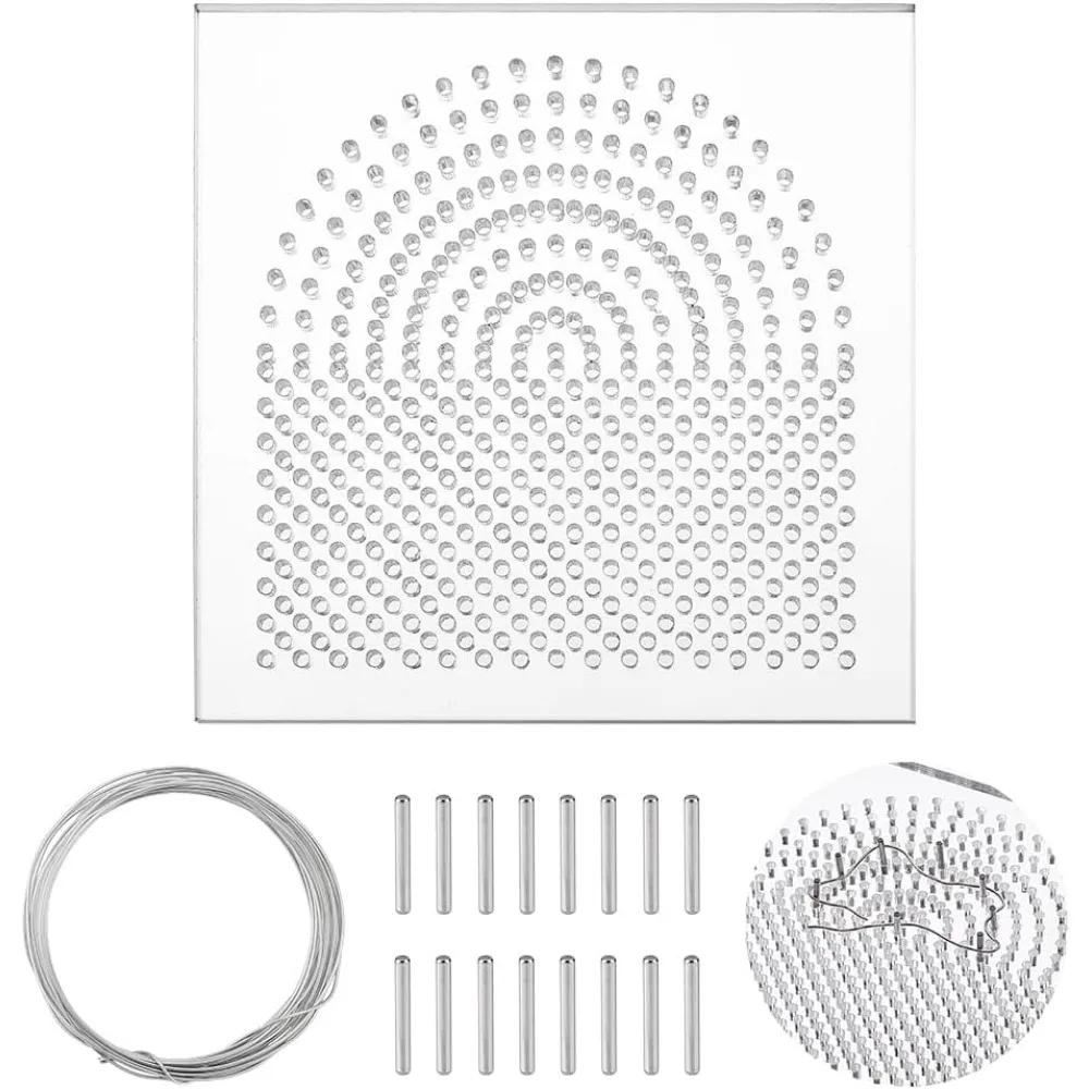 Wire Bending Jig Wire Elements 10x10cm Square Acrylic Thread Winding Boards Floss Organizer with Metal pegs for Jewelry Making