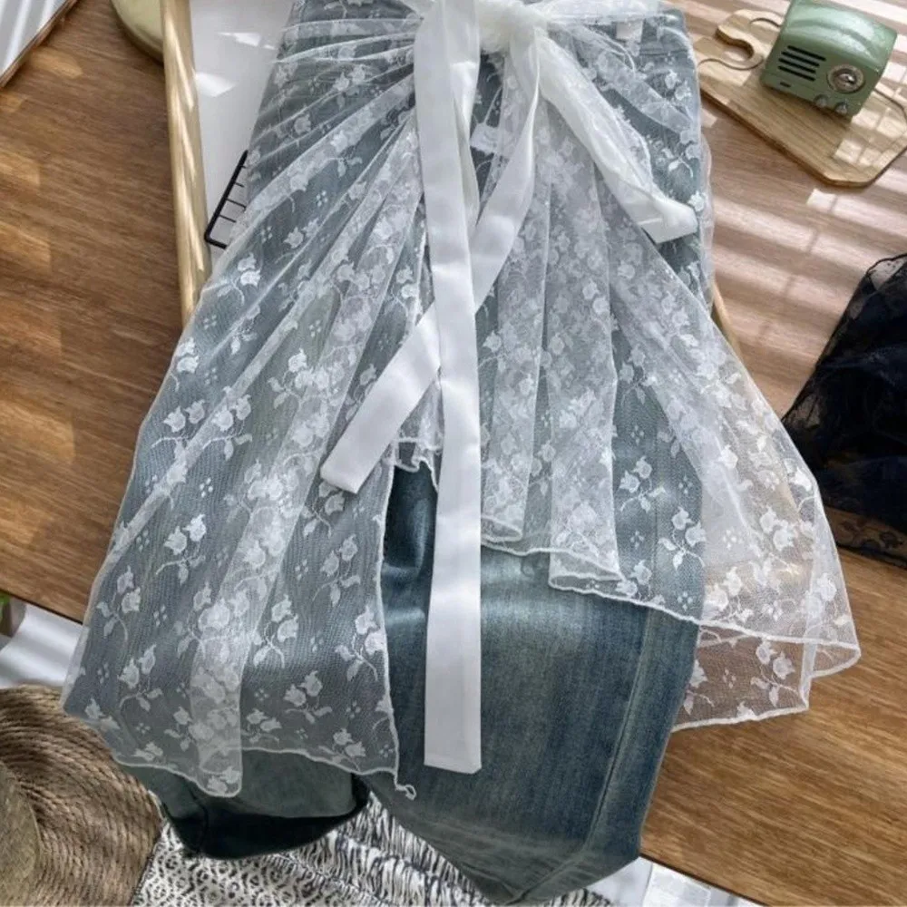 Transparente Spitze ​ ​   Schnürrock ​ ​ Glitzernde Pailletten ​ ​   Durchsichtiger Rock ​ ​ ​ ​ Halbrock aus Spitze ​ ​ ​ ​ Leichter, sexy Vertuschung ​ ​