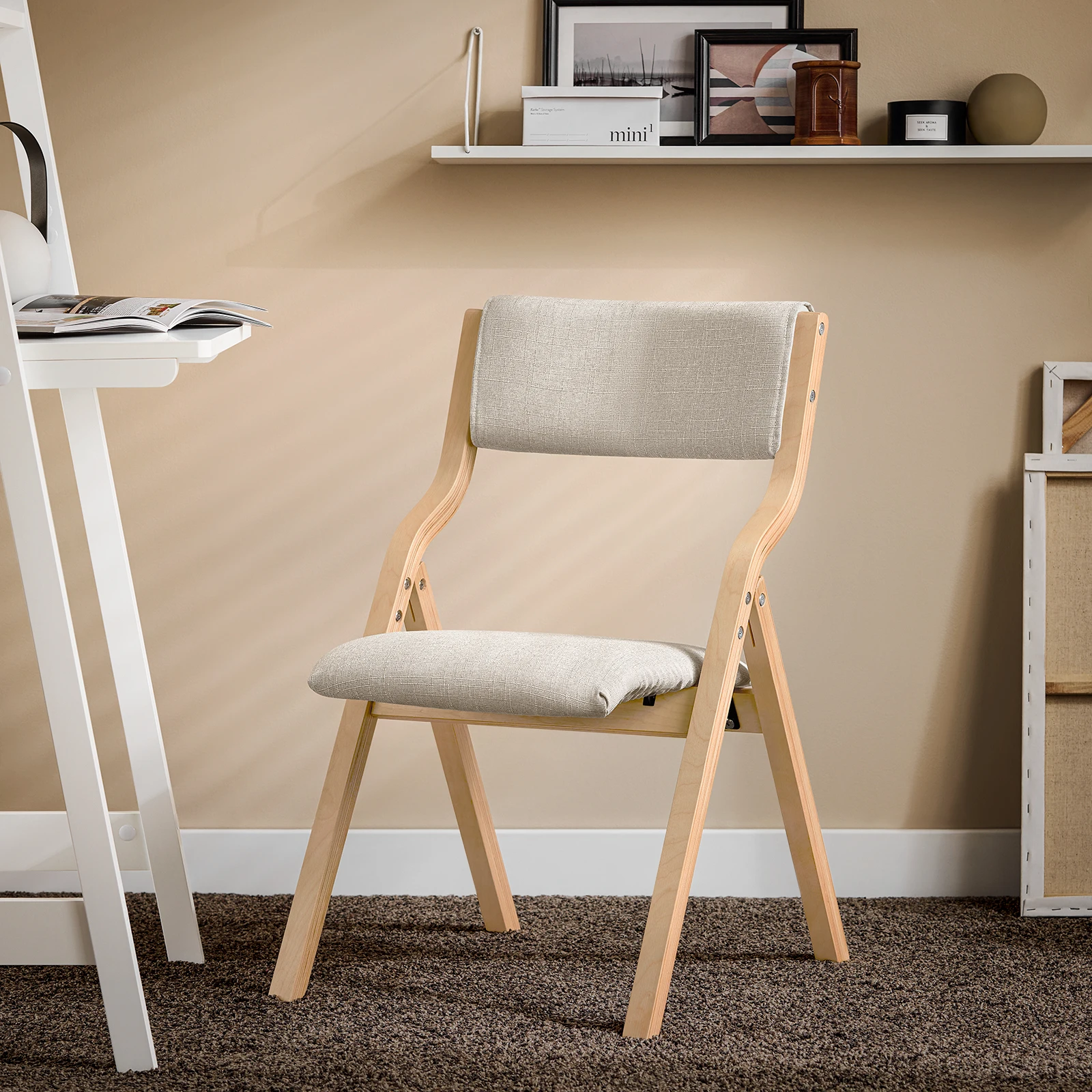 SoBuy FST40x2 Set mit 2 klappbaren Holzstühlen, ergonomische, gepolsterte Küchen- und Esszimmerstühle, Klappstuhl für Balkon und Büro – Detail 12